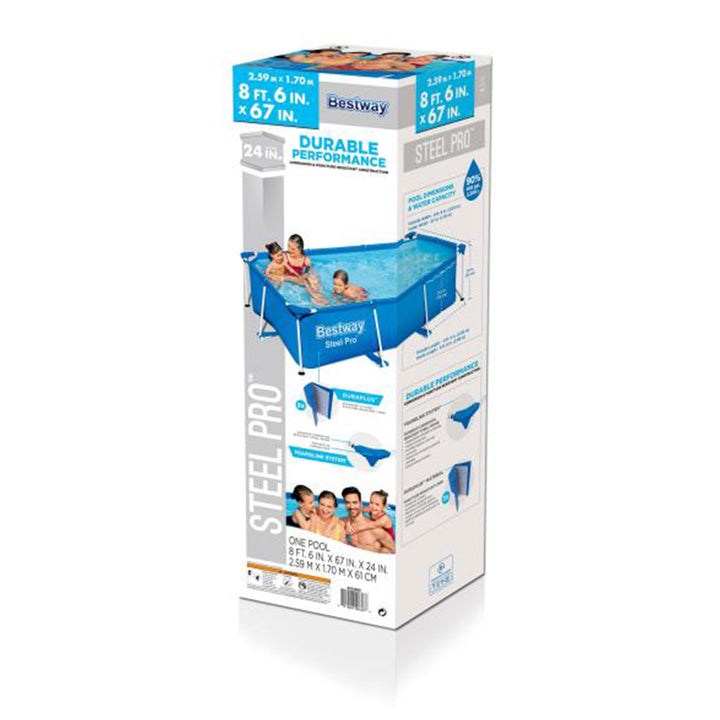 Bestway 8.5t x 5.5ft x 24in Rectangular Above Ground Pool Frame with Filter Pump - VMInnovations