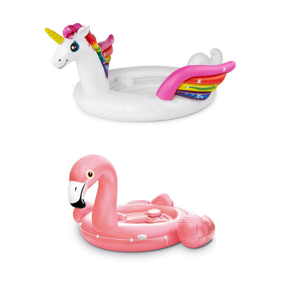 Intex Adult Unicorn Party + Flamingo Party Inflatable Ride On Pool Floats