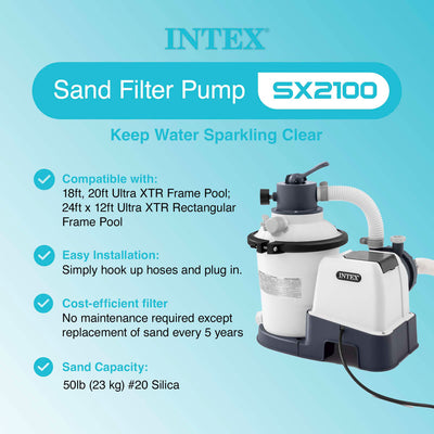 Intex 2100 GPH Pool Sand Filter Pump with Krystal Clear Saltwater System - VMInnovations