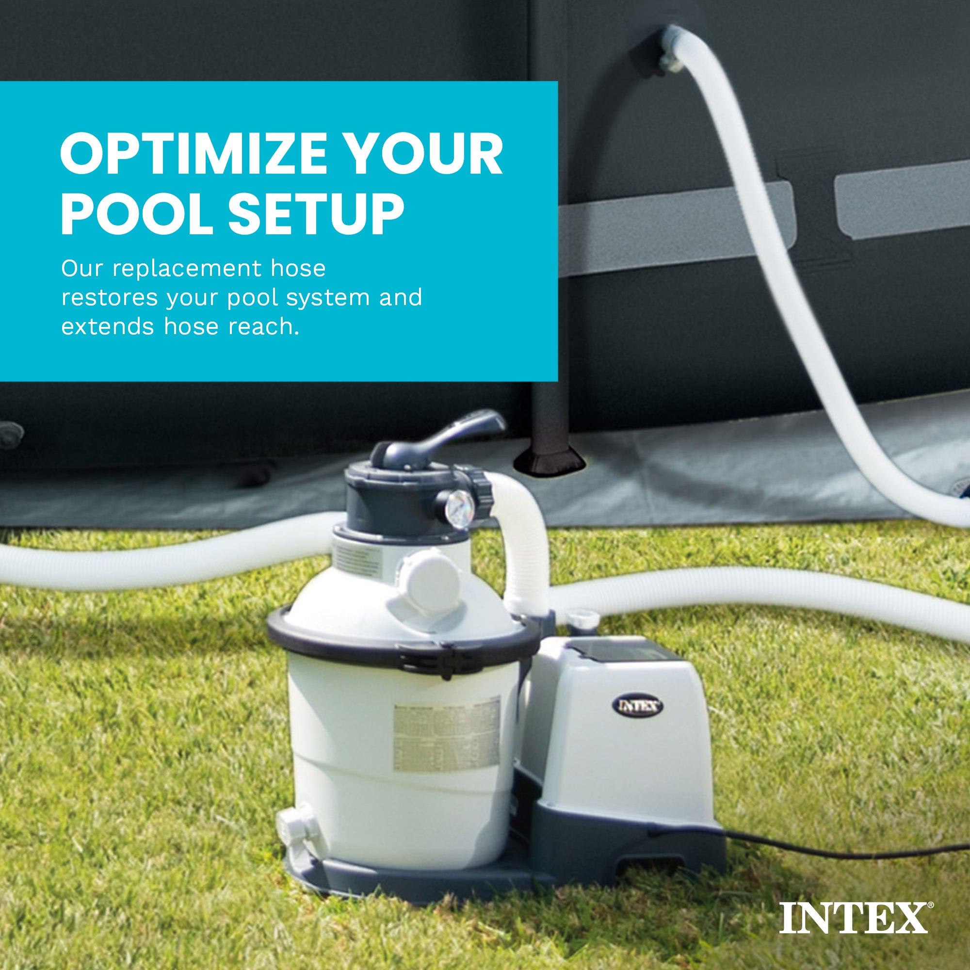 INTEX 3000 GPH Above Ground Pool Sand Filter Pump w/ 1.5 Inch Pump Hose (2 Pack)
