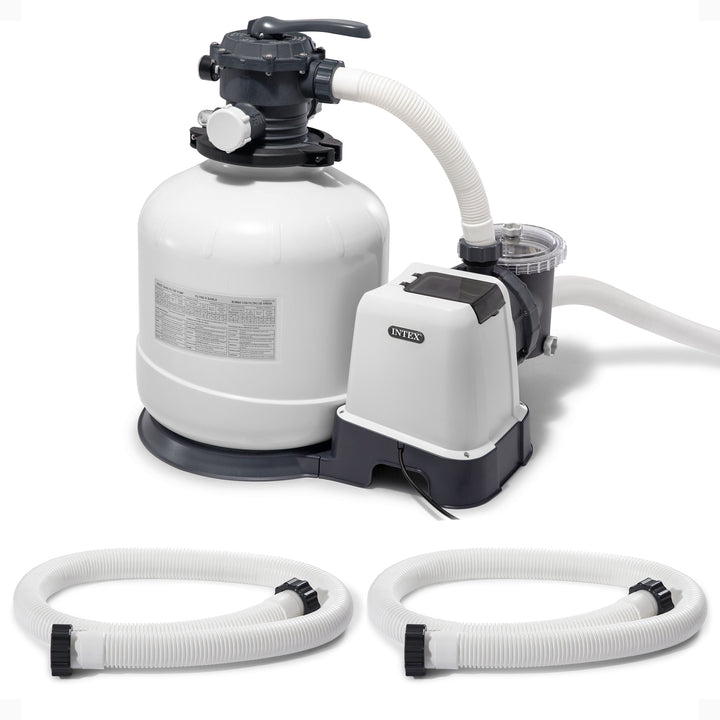 INTEX 3000 GPH Above Ground Pool Sand Filter Pump w/ 1.5 Inch Pump Hose (2 Pack)