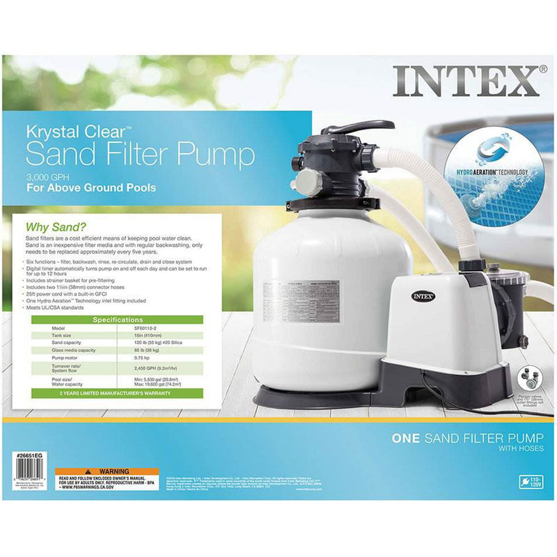 Intex 3000 GPH Sand Filter Pump & Plunger Valves (2 Pack) for Above Ground Pools