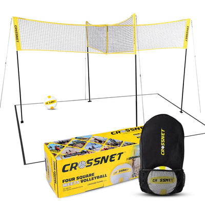 CROSSNET Four Square Volleyball Net Game Set & Wilson X OPTX Replica Volleyball
