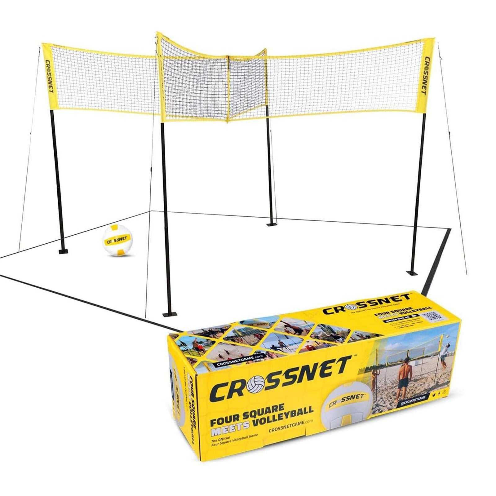 CROSSNET Four Square Volleyball Net with Carrying Backpack & Ball (For Parts) - VMInnovations