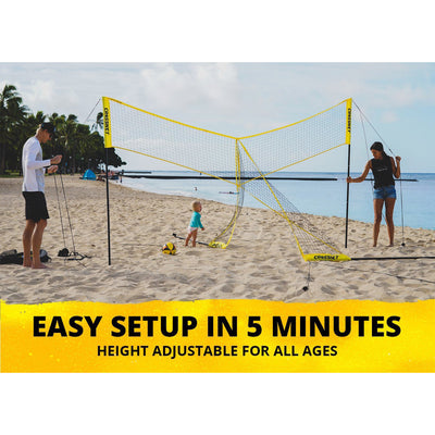 CROSSNET Four Square Volleyball Net and Game Set with Backpack & Ball (Damaged)