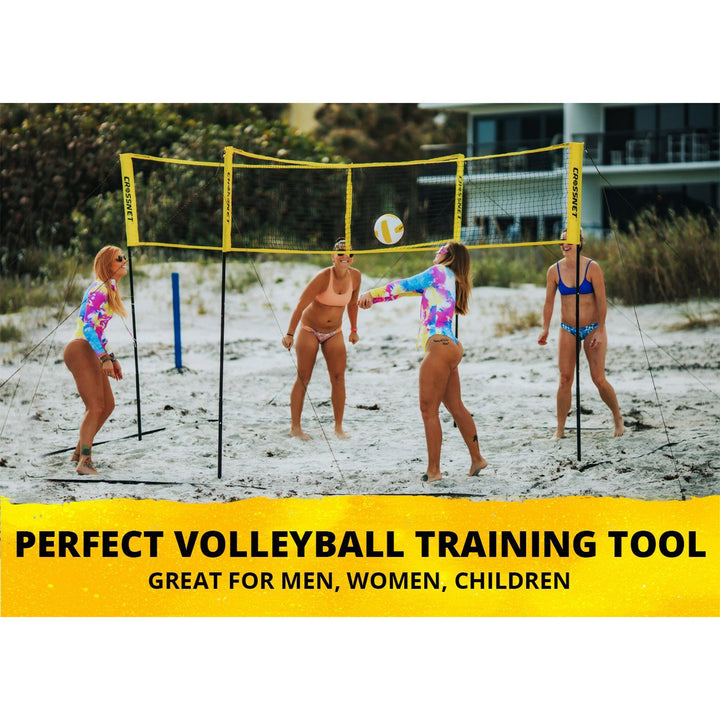 CROSSNET Four Square Volleyball Net and Game Set with Carrying Backpack & Ball