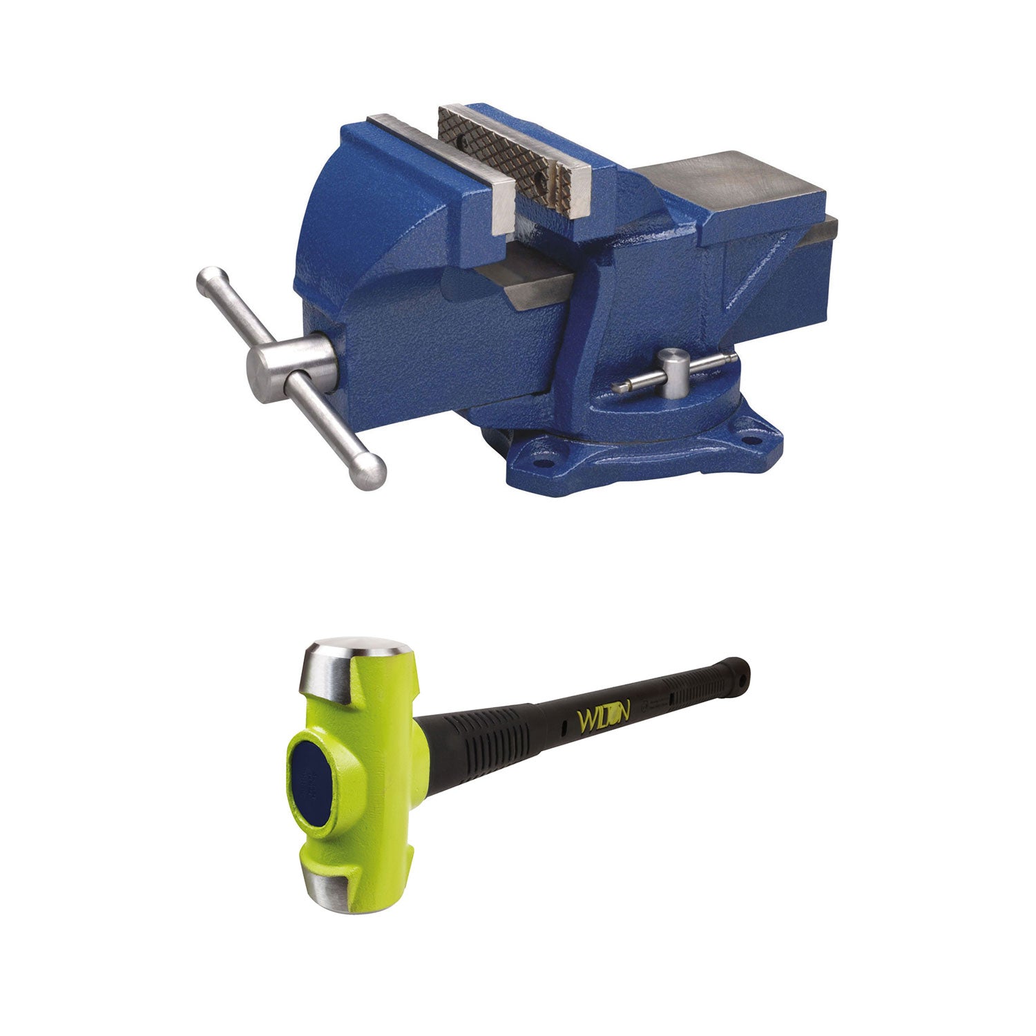 Wilton 4 Inch Anvil Work Bench Vise + Sledge Hammer with 10 Pound Head