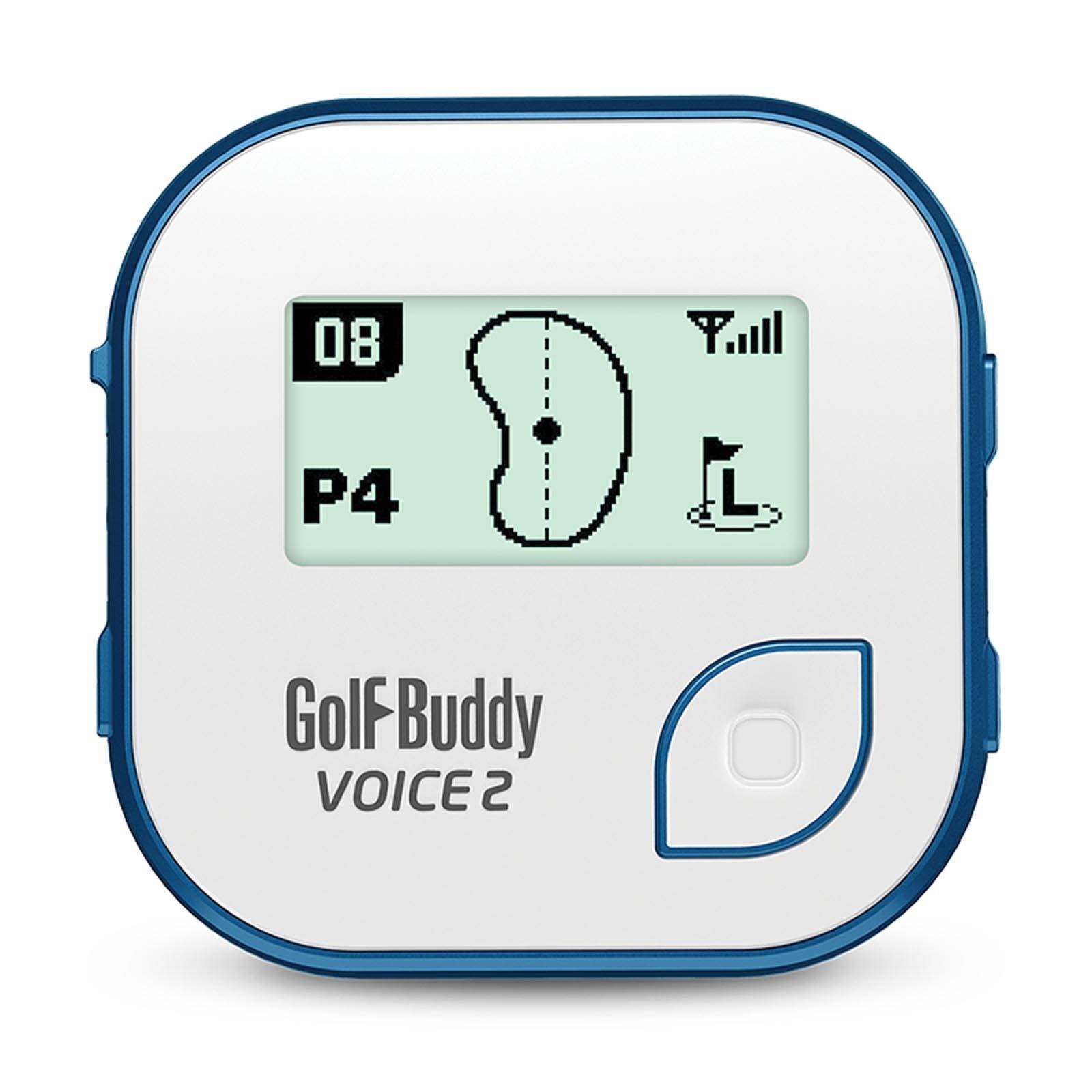 Golf Buddy Talking GPS Range Finder, White and Blue + Golfwith Connected Tracker