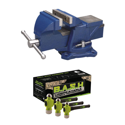 Wilton 4 Inch Anvil Work Bench Vise + 3 Piece Ball Peen Hammer Kit