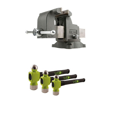 Wilton WS6 6 Inch Steel Swivel Bench Vise w/ BASH 3 Piece Ball Peen Hammer Kit