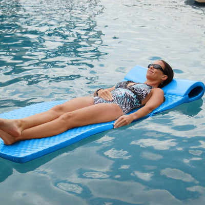 TRC Recreation PVC Pool Float Storage Drying Rack w/ Foam Lounger Bahama Blue