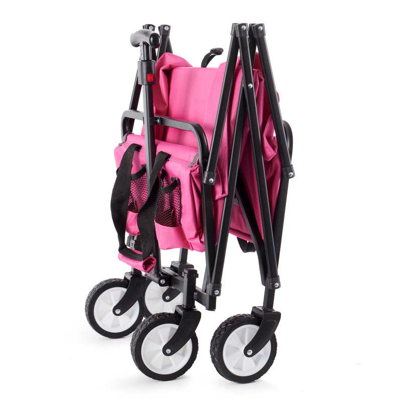 Seina Steel Compact Collapsible Folding Outdoor Portable Utility Cart, Pink