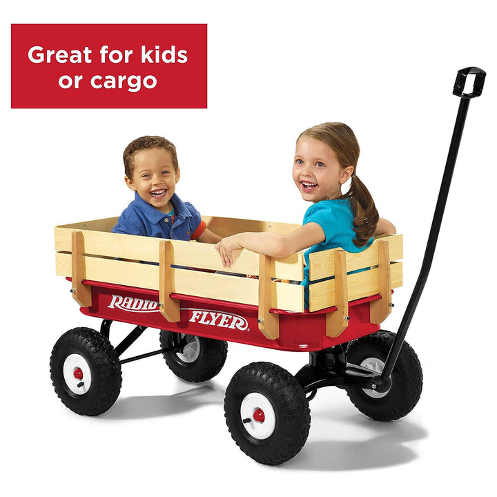 Radio Flyer All Terrain Classic Steel and Wood Pull Along Wagon, Red (For Parts) - VMInnovations