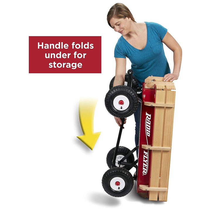 Radio Flyer Full Size Classic Steel and Wood Pull Along Wagon, Red (Open Box) - VMInnovations