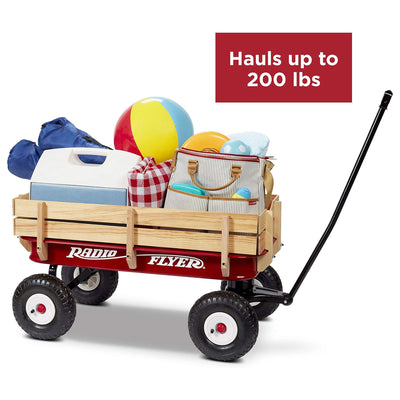Radio Flyer All Terrain Classic Steel and Wood Pull Along Wagon, Red (For Parts)