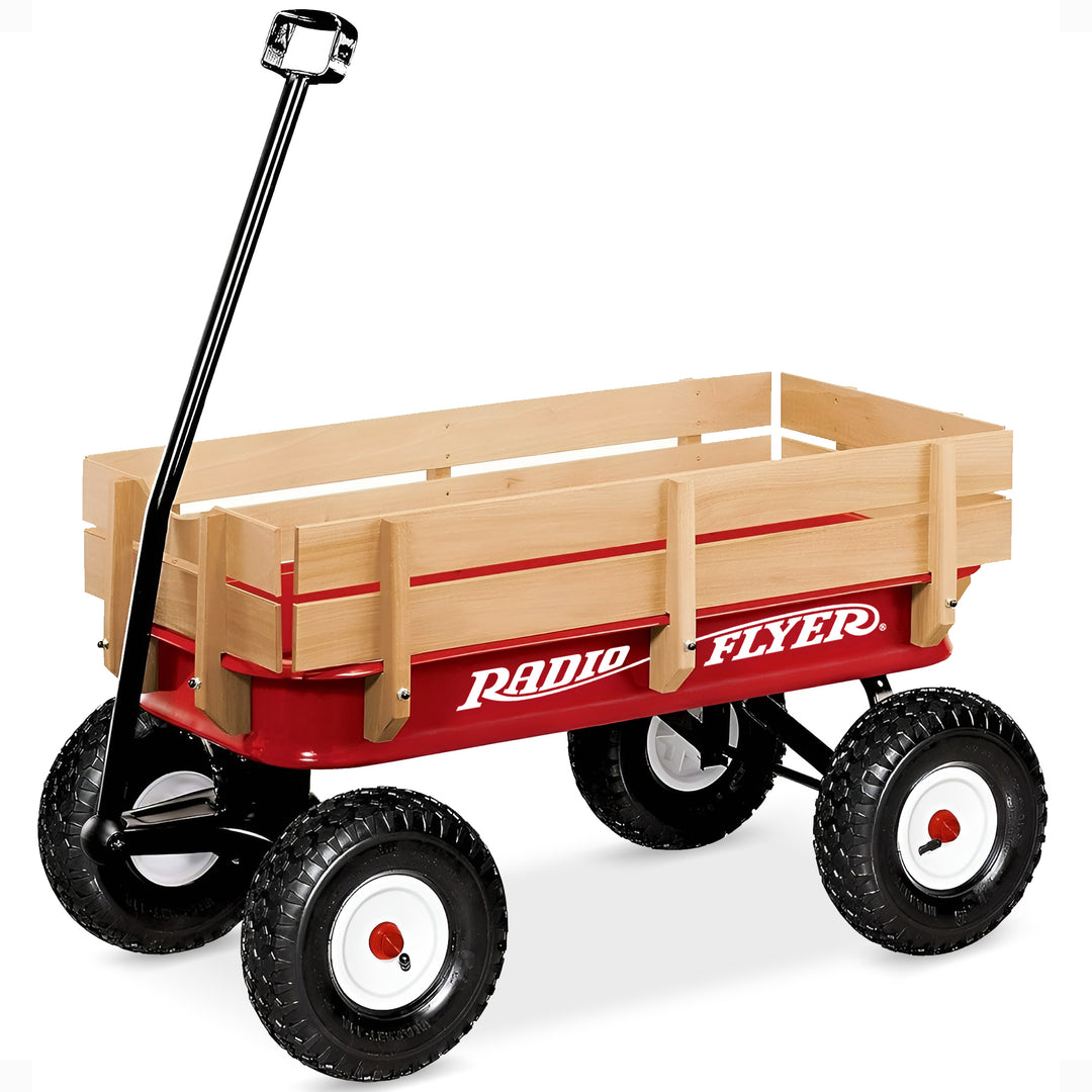 Radio Flyer All Terrain Classic Steel and Wood Pull Along Wagon, Red (For Parts) - VMInnovations