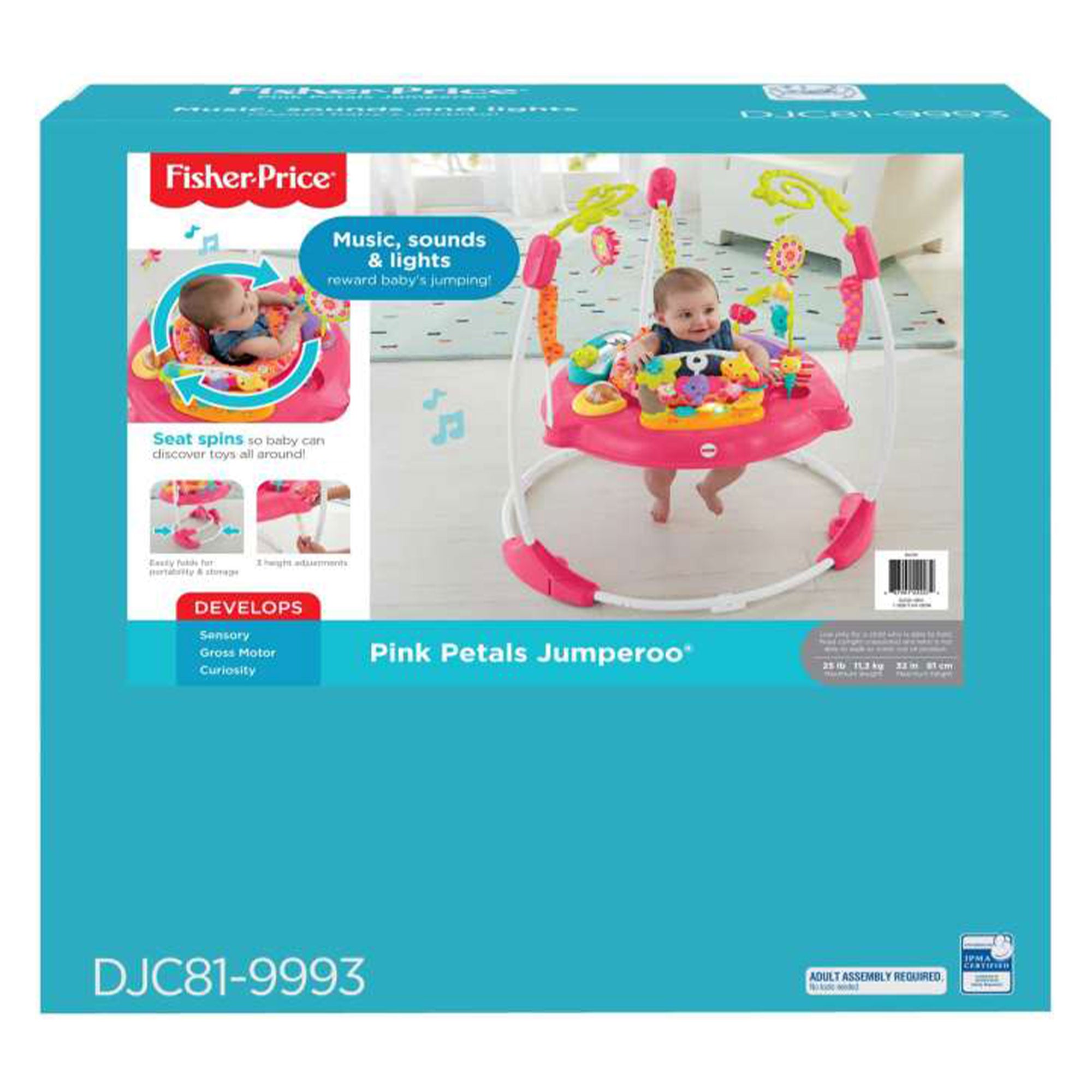 Fisher-Price Pink Jumperoo w/360 Spinning Seat, Lights, & Sounds (Open Box) - VMInnovations