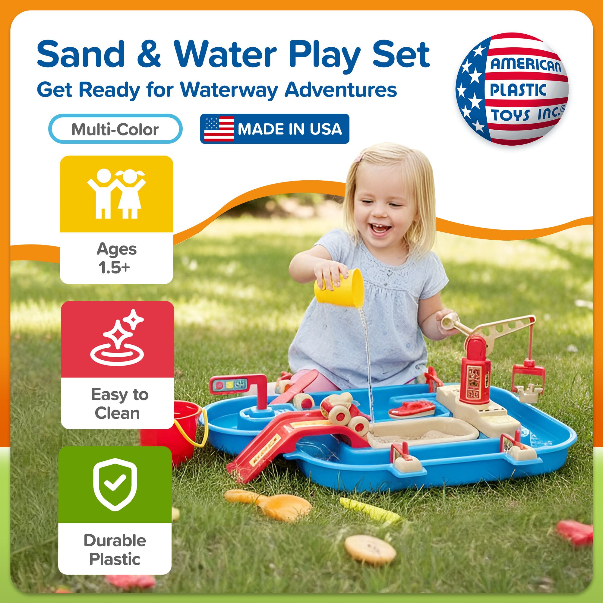 American Plastic Toys APT-16400 Sand and Water Play Set for Ages 1.5 and Up - VMInnovations