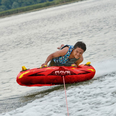 RAVE Sports Ripper 2 Rider Nylon Inflatable Towable Boat Floats, Red (2 Pack) - VMInnovations