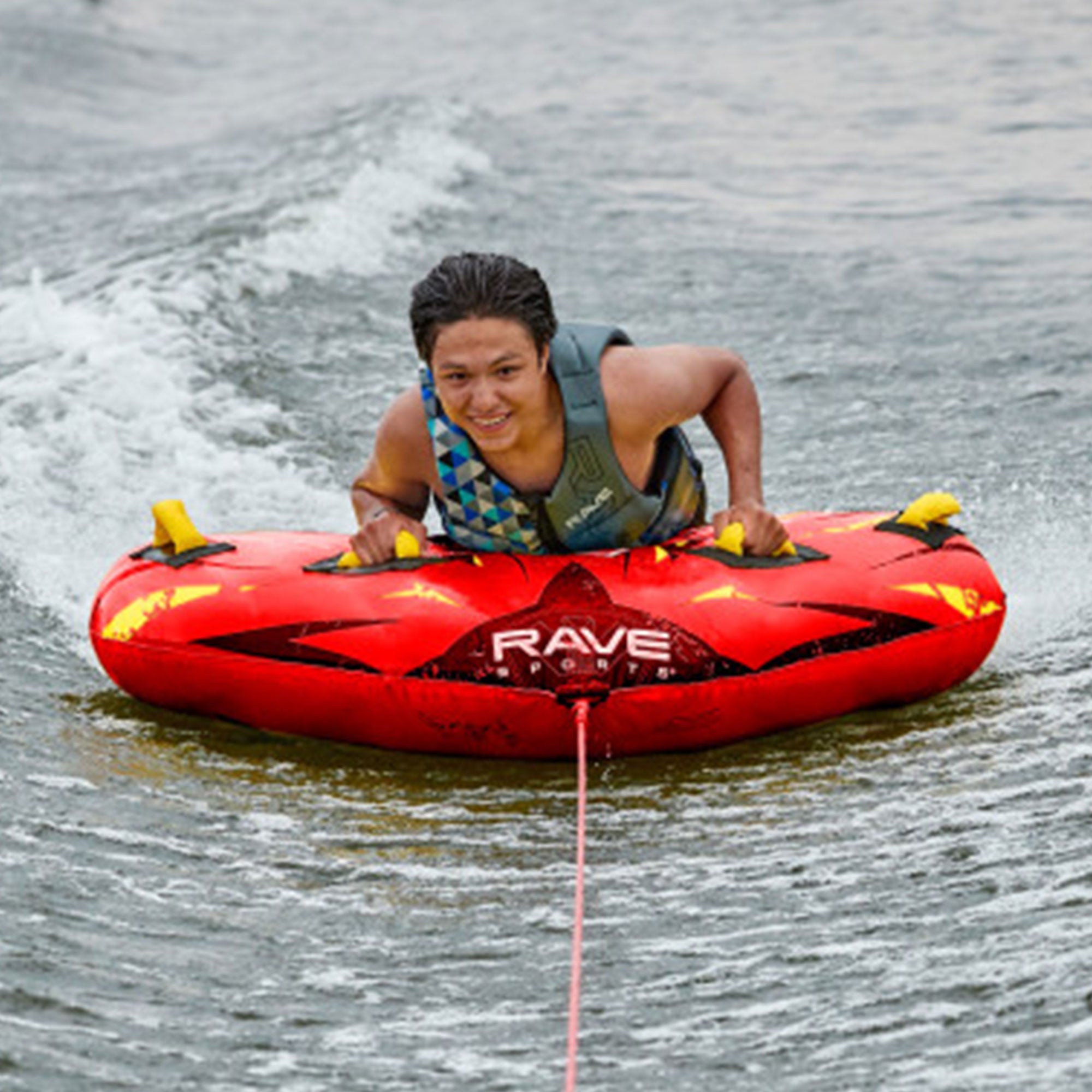 RAVE Sports Ripper 2 Rider Nylon Inflatable Towable Boat Floats, Red (2 Pack) - VMInnovations