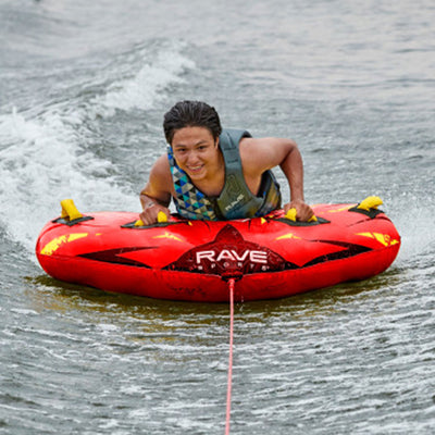 RAVE Sports Ripper 2 Rider Nylon Inflatable Towable Boat Floats, Red (2 Pack) - VMInnovations