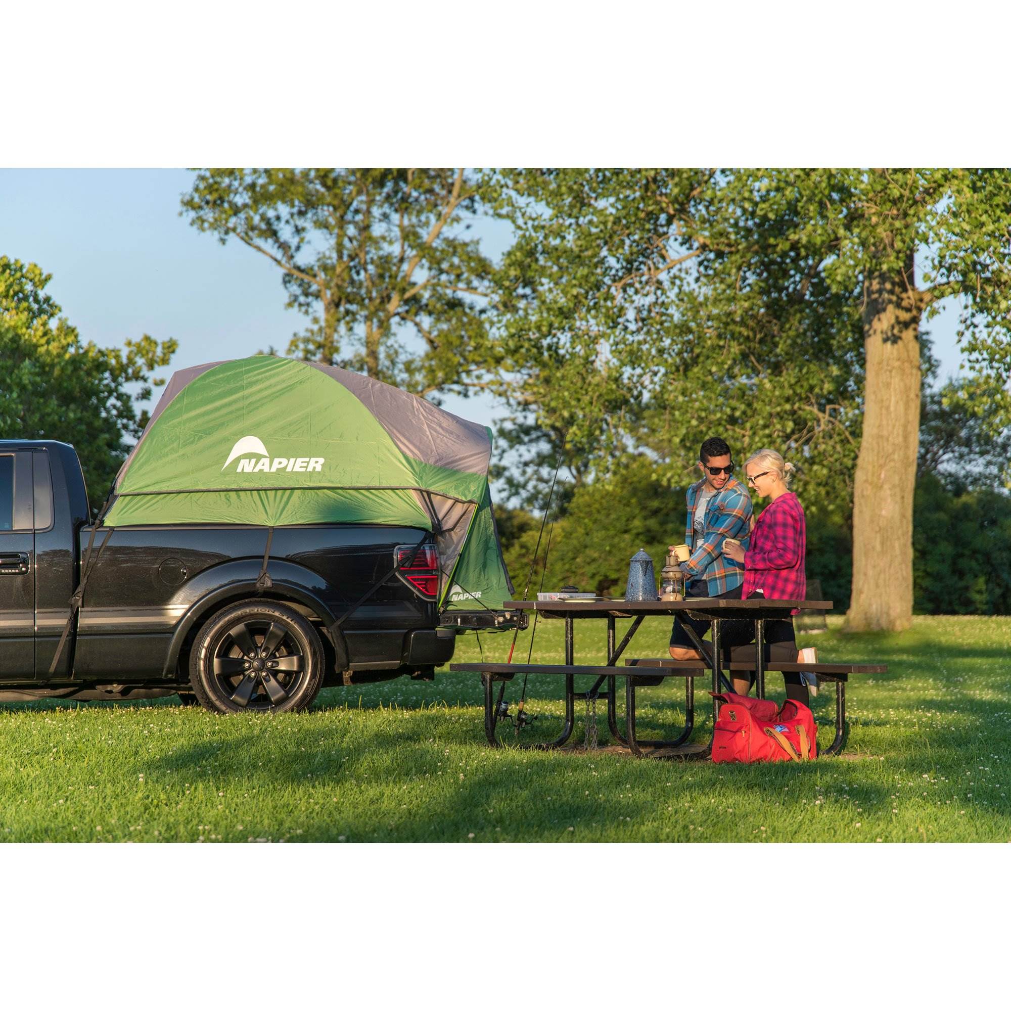 Napier Easy Setup Floorless Truck Tent w/ Rain Fly & GrayAirBedz Air Mattress