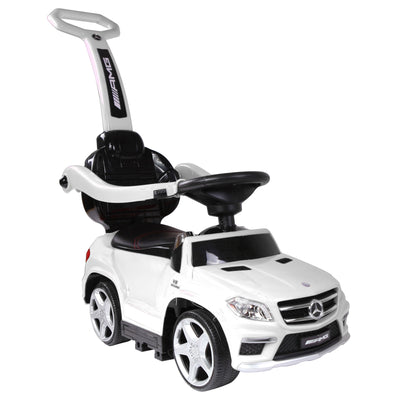 Best Ride On Cars Toddler 4-in-1 Mercedes Push Car Stroller w/ LED Lights, White - VMInnovations