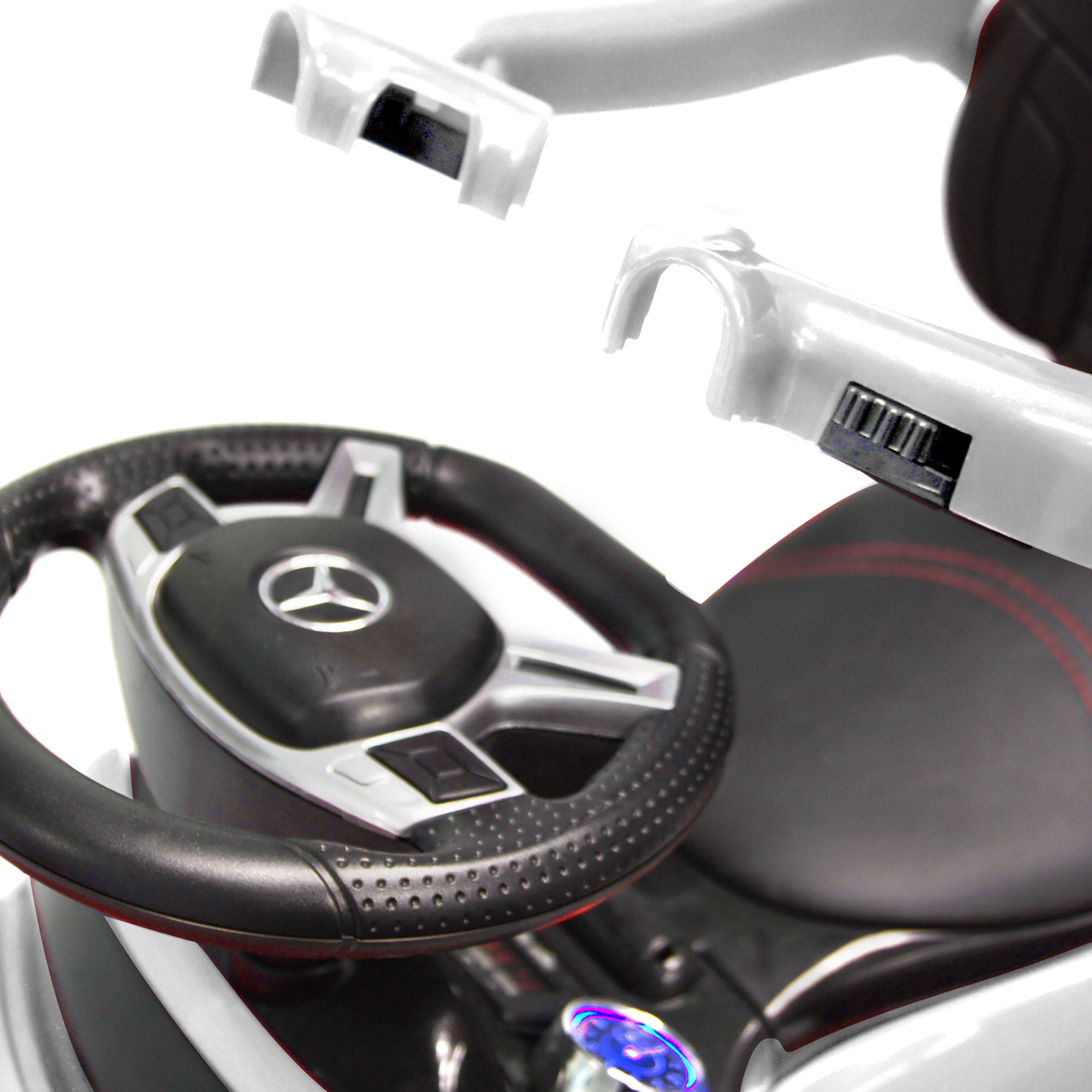 Best Ride On Cars Toddler 4-in-1 Mercedes Push Car Stroller w/ LED Lights, White - VMInnovations