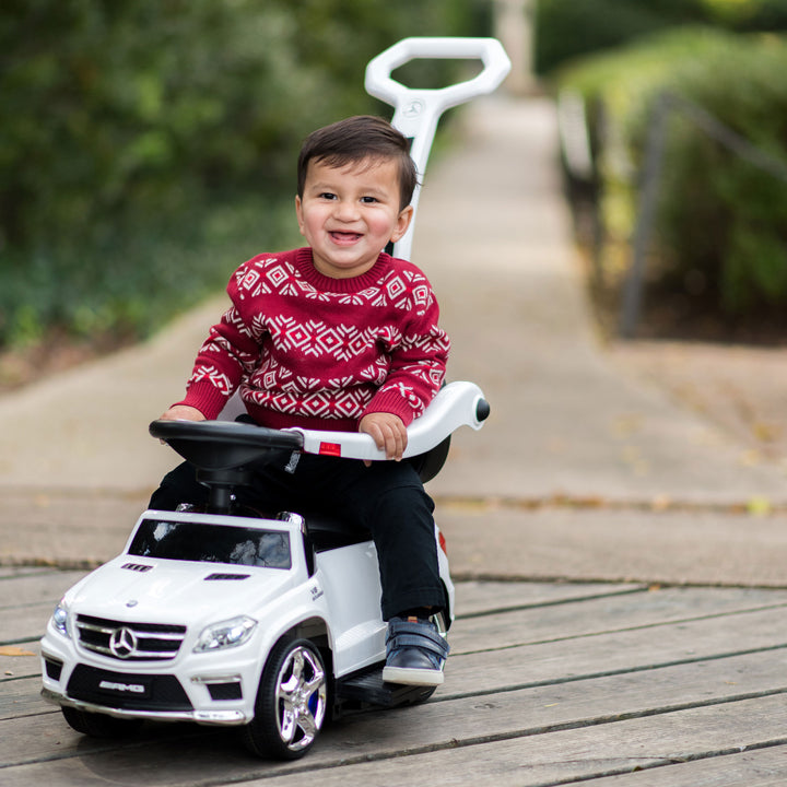 Best Ride On Cars 4 in 1 Mercedes Push Car, Stroller, & Rocker, White (Open Box)