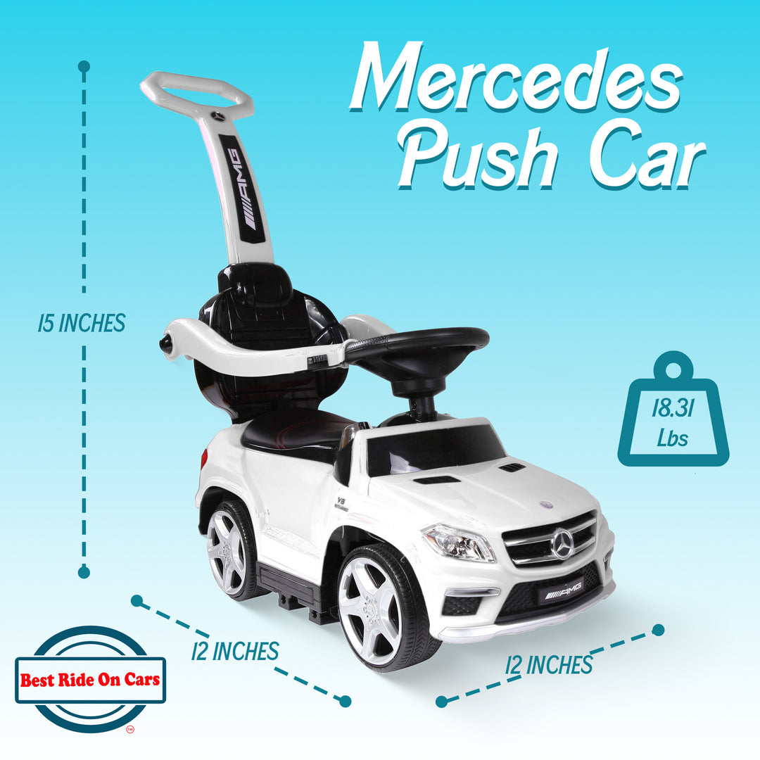 Best Ride On Cars 4 in 1 Mercedes Push Car, Stroller, & Rocker, White (Open Box)
