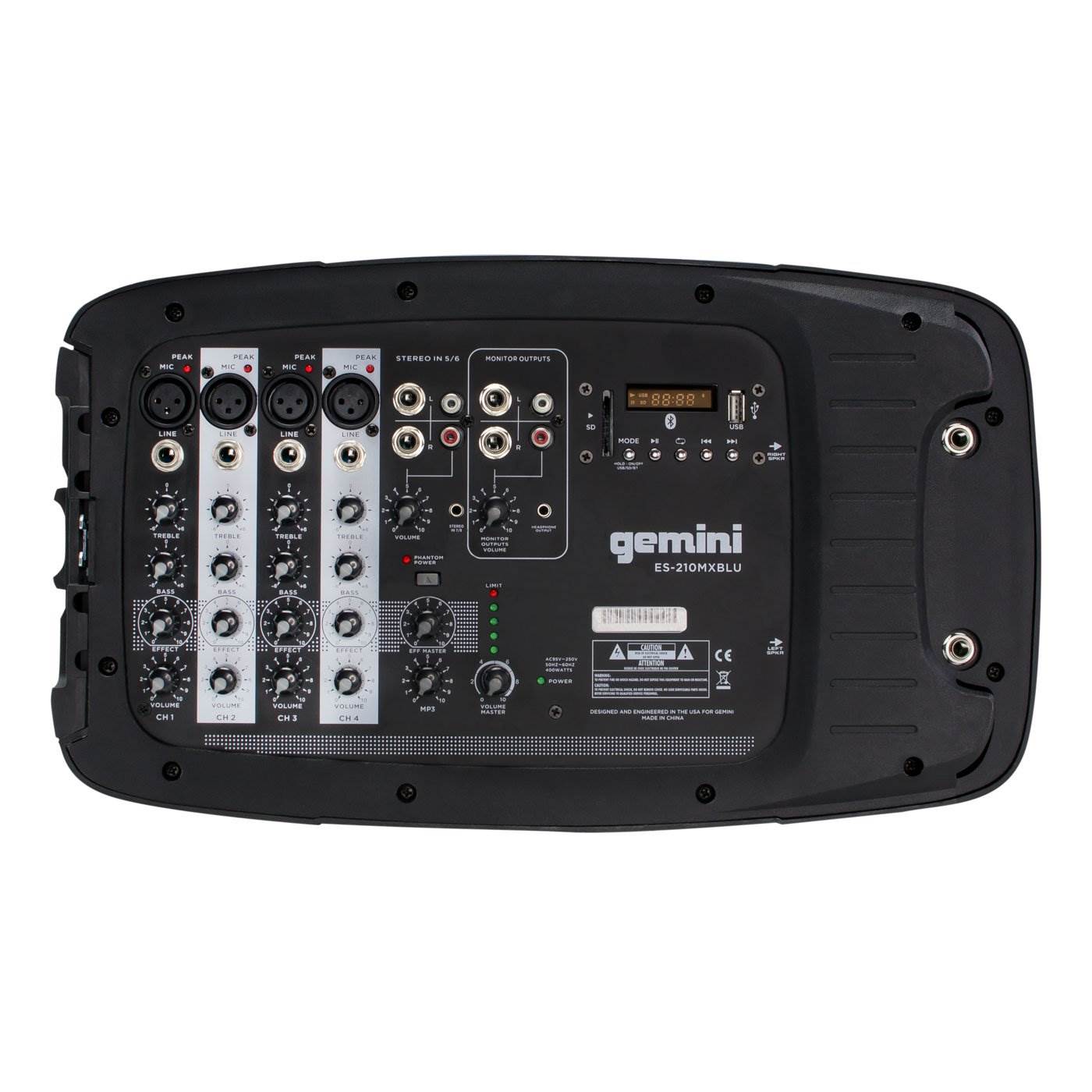 Gemini ES-210MXBLU Portable 10 Inch Passive Powered PA Speaker System w/ Mic
