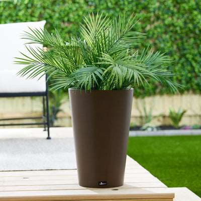 Algreen Valencia 12 x 18 Inch Round Taper Recycled Planter, Chocolate (Open Box) - VMInnovations
