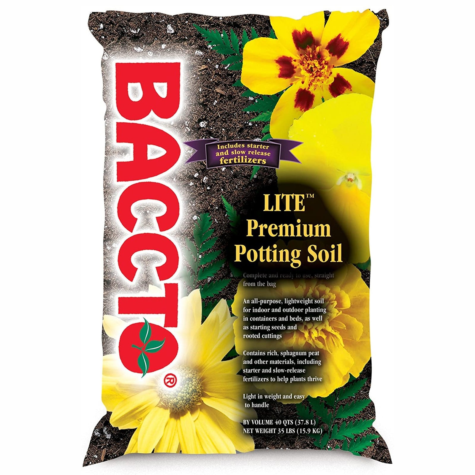 Michigan Peat Baccto Lite Premium Indoor Outdoor Potting Soil, 40 Quart, 65 Pack - VMInnovations