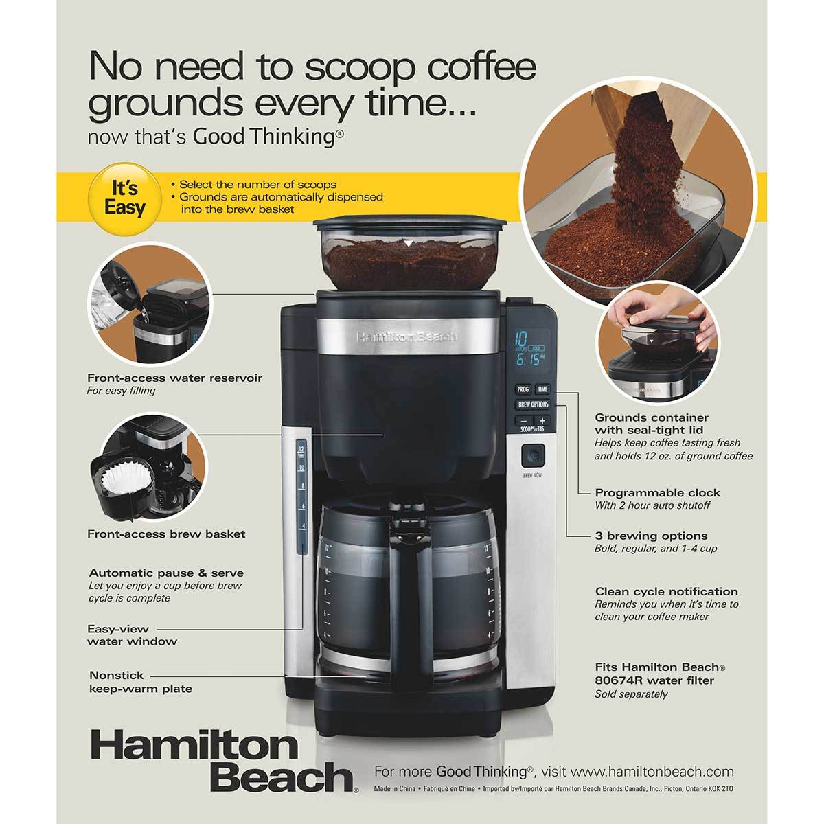 Hamilton Beach 12 Cup Coffee Maker w/ Breakfast Sandwich Maker & Recipe Book