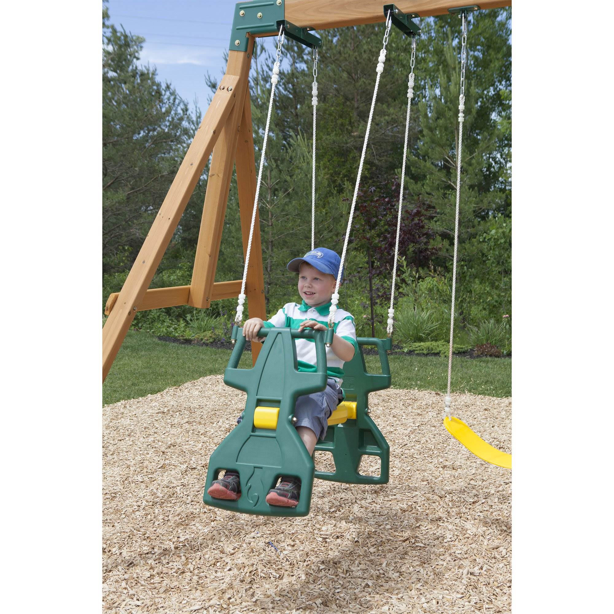 Kidkraft Cloverdale Wooden Backyard Slide and Swing Playset Playground(Open Box)