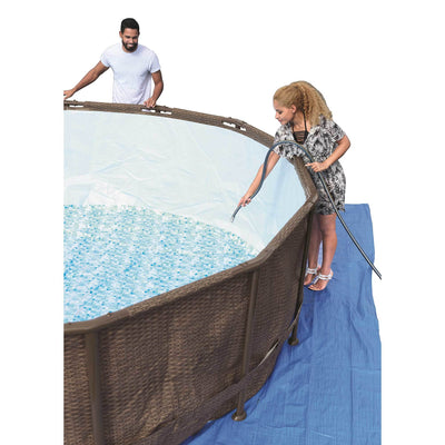 Bestway 16 Foot Power Steel Frame Above Ground Pool Set w/ Taylor Water Test Kit
