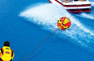 Airhead Triple Rider Inflatable Backrest Tube with 4K Booster Ball Towing System