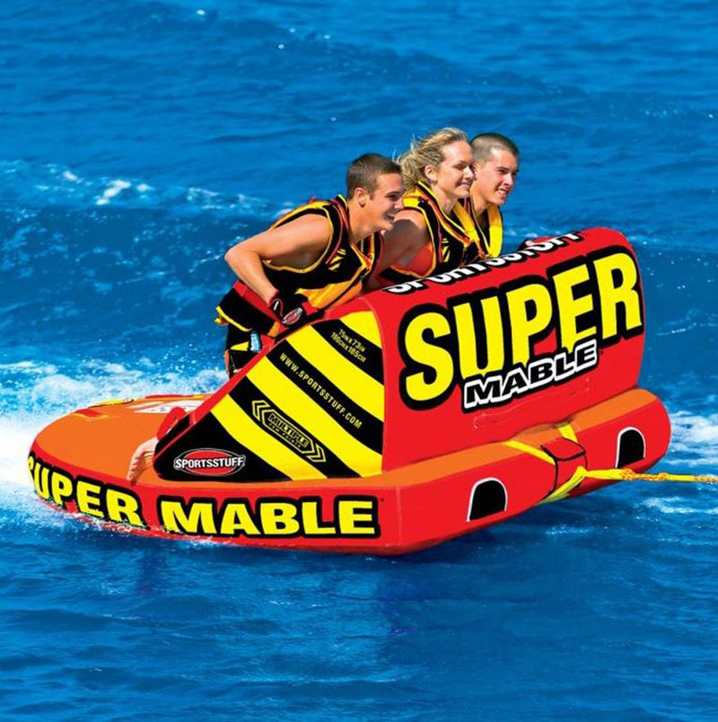 Airhead Triple Rider Towable Tube & Tow Rope w/ Inflatable Buoy Booster Ball