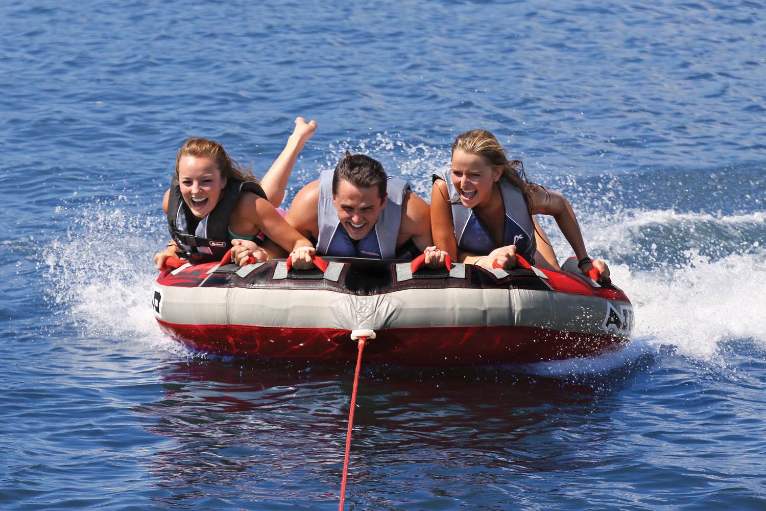 AIRHEAD 3 Rider Towable Performance Tube | Tow Rope w/ Buoy Booster Ball