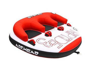 Airhead Triple Rider Inflatable Towable Tube w/ Towing Rope 60 Feet Long