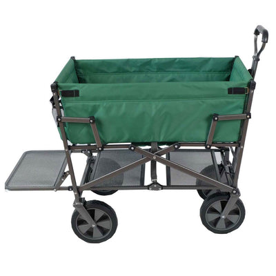Mac Sports Steel Double Decker Collapsible Yard Cart Wagon, Green (Open Box)