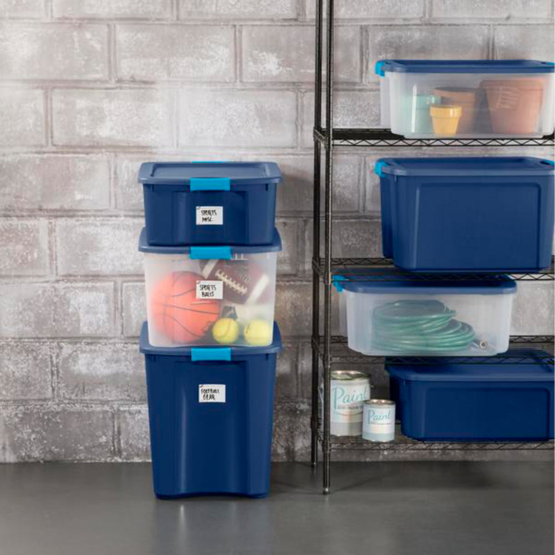 Sterilite Latch & Carry 18 Gallon Plastic Stacking Storage Tote w/ Lid, 18 Pack