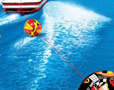 Airhead Super Mable Triple Rider Lake Towable Tube Lake Raft w/ 11 Booster Balls