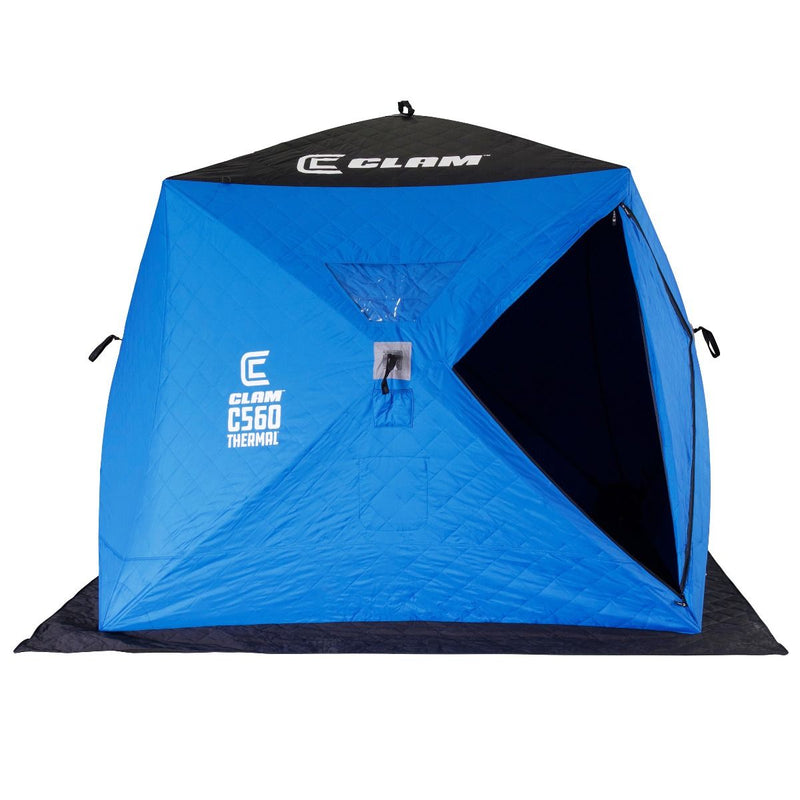 Clam C-560 Thermal 7.5 Foot Pop Up Ice Fishing Angler Hub Shelter, Blue (Used)