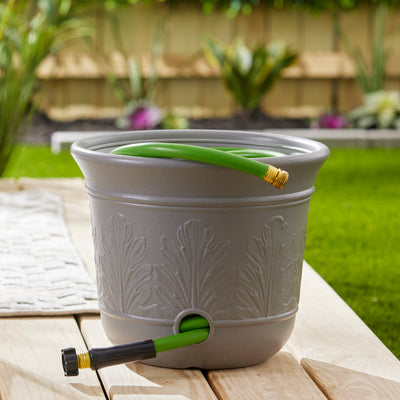 Suncast 300 Foot Heavy Duty 5 Gallon Garden Hose Pot, Gray Speckle (Used)
