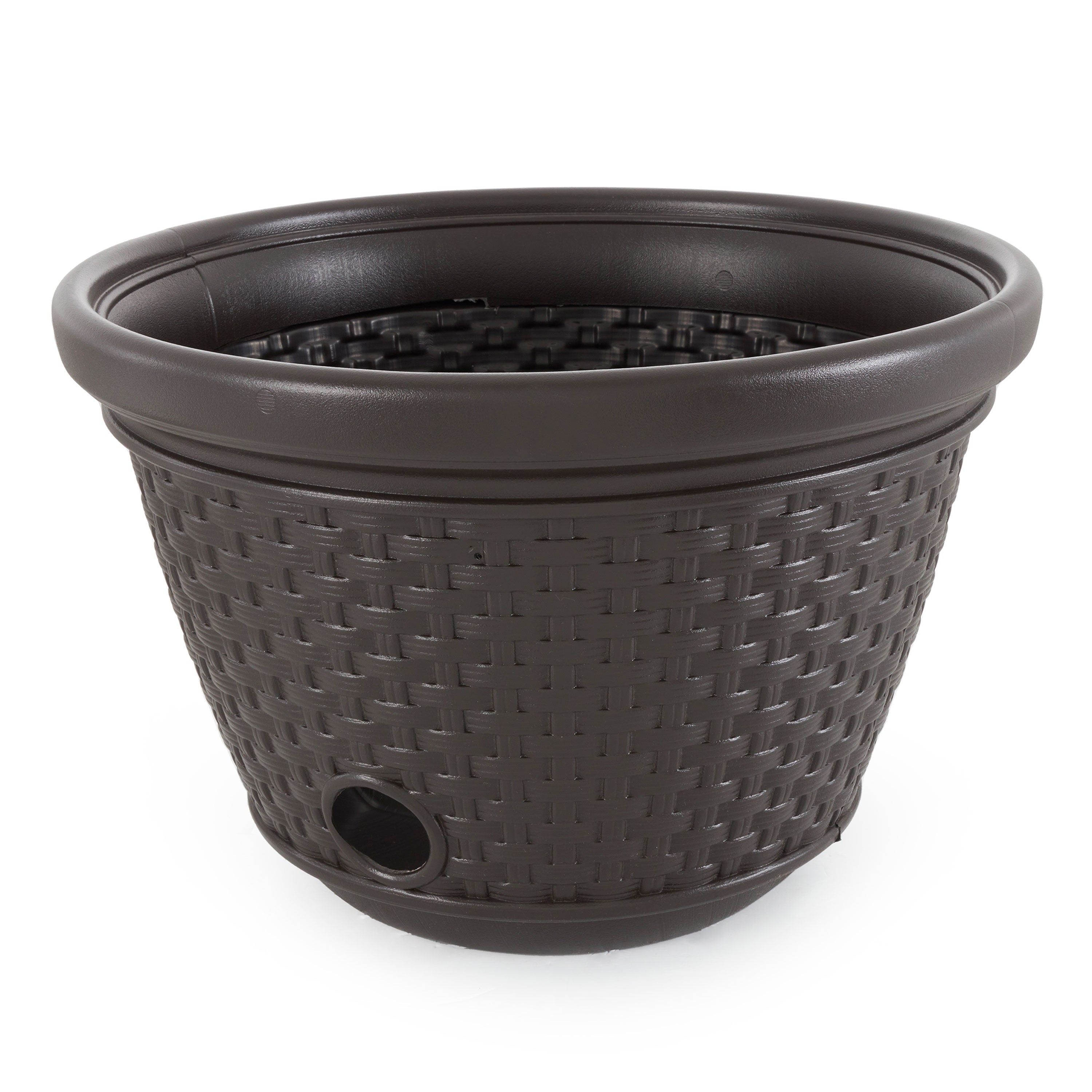 Suncast 100 Foot Wicker Garden Hose Caddy Storage Holder Pot, Java (3 Pack)