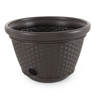 Suncast 100 Foot Resin Wicker Garden Water Hose Storage Holder Pot (2 Pack) - VMInnovations