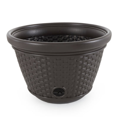 Suncast 100 Foot Resin Wicker Garden Water Hose Storage Holder Pot (2 Pack) - VMInnovations