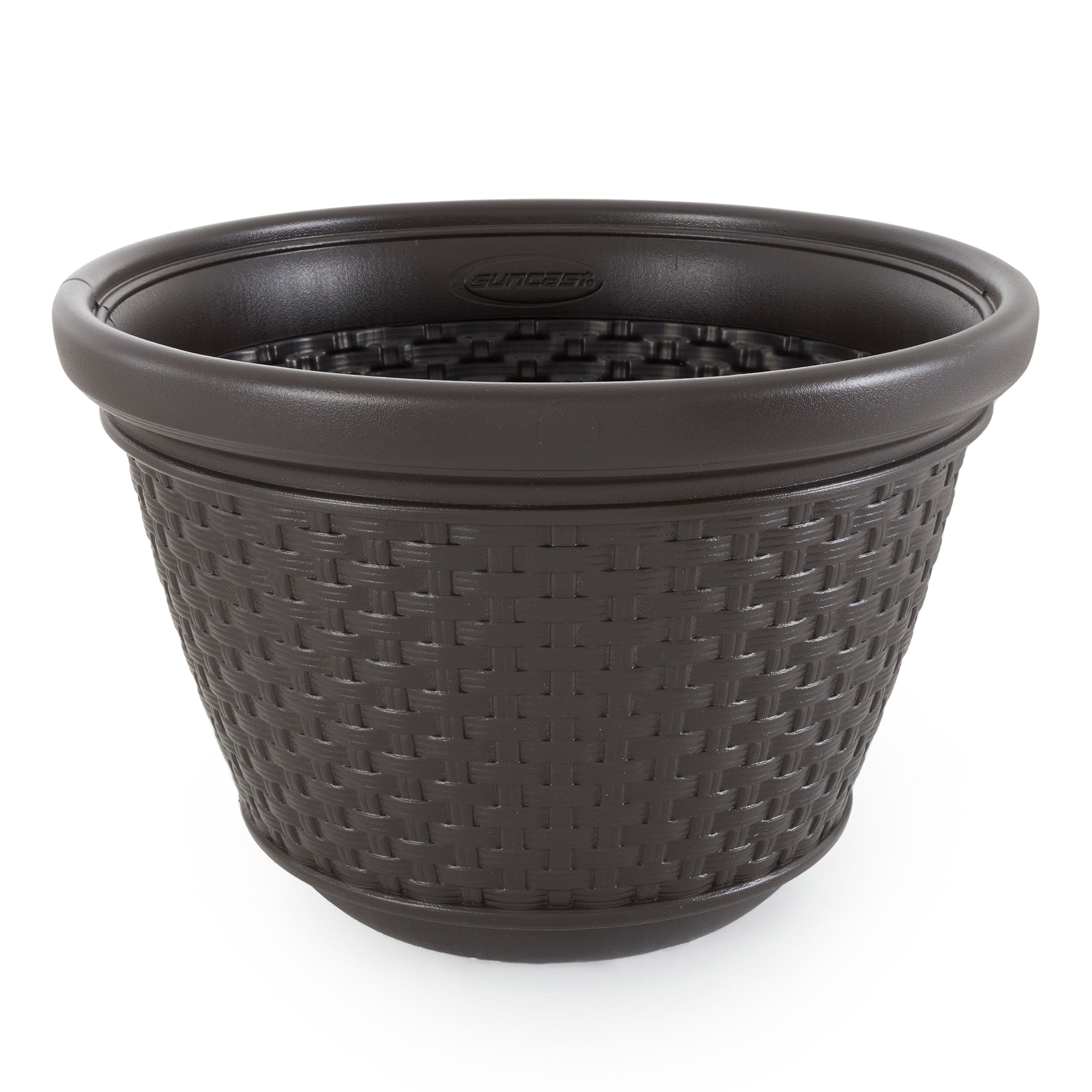 Suncast 100 Foot Wicker Garden Hose Caddy Storage Holder Pot, Java (3 Pack)