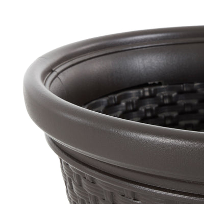 Suncast 100 Foot Resin Wicker Garden Water Hose Storage Holder Pot (2 Pack) - VMInnovations